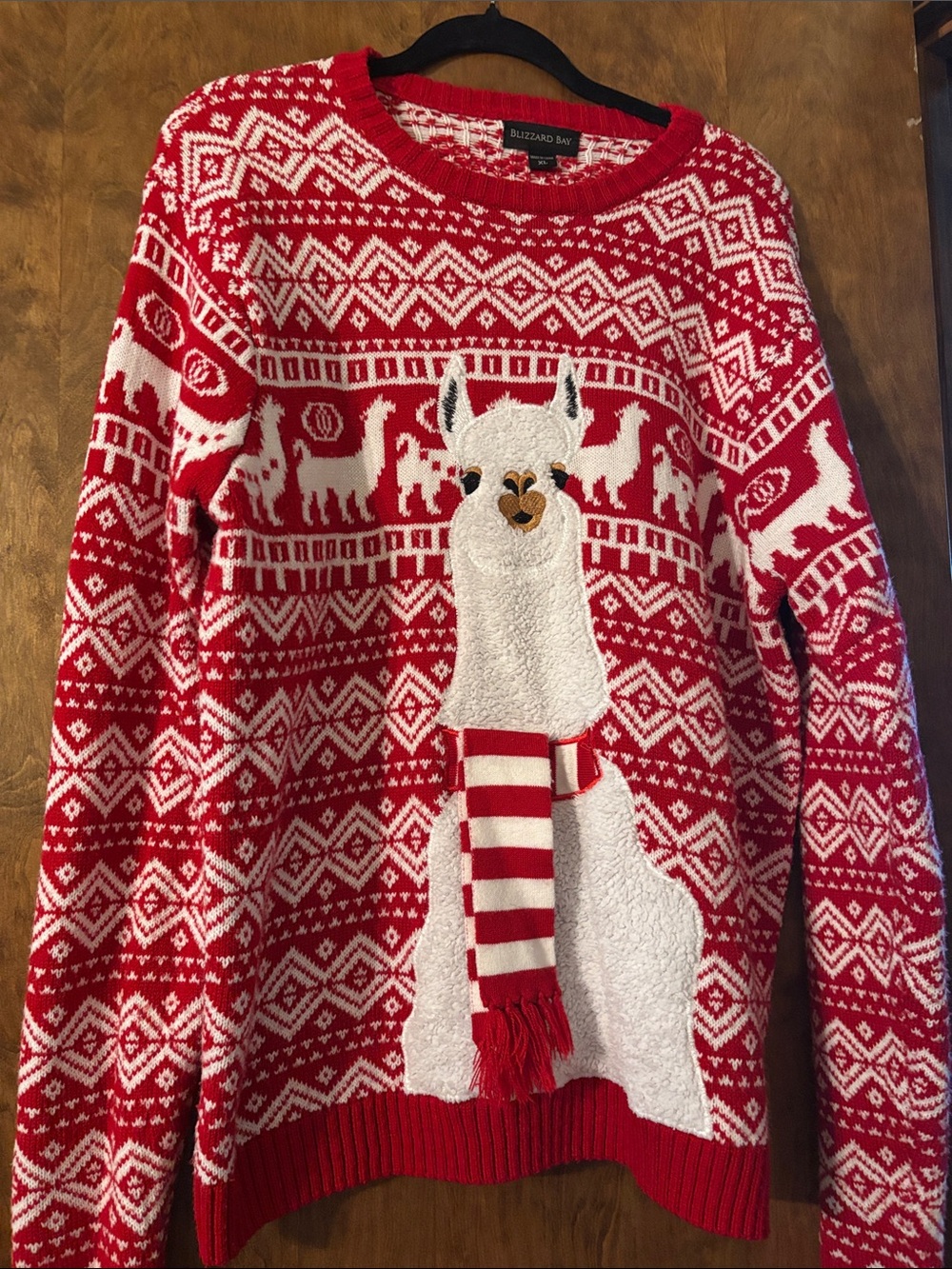 Blizzard Bay Women's Red & White Llama Holiday Sweater
